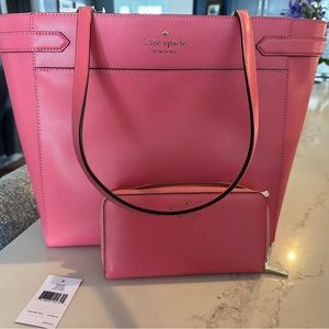 NWT - Kate Spade Staci in Garden Pink with matching wallet Retails $660